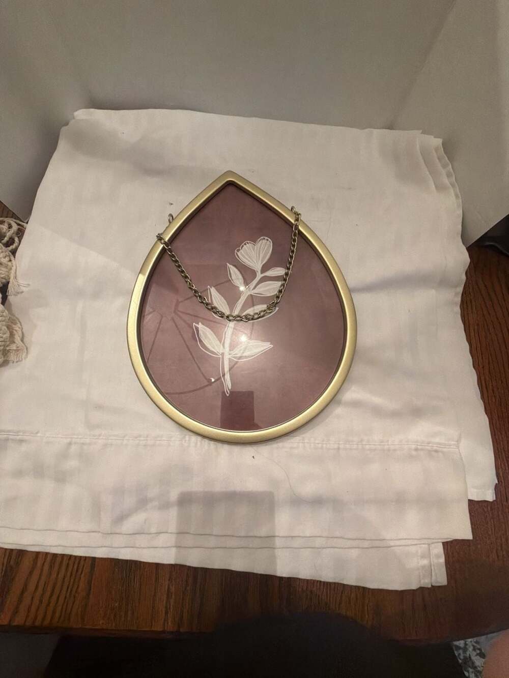 Hobby Lobby Tear Drop Glass Wall Decor with Floral Art